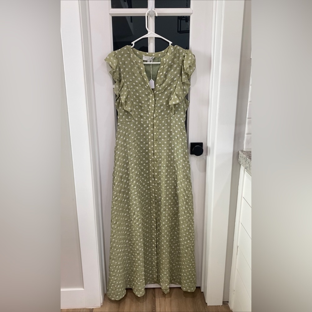 Green Polka Dotted Dress Size Large